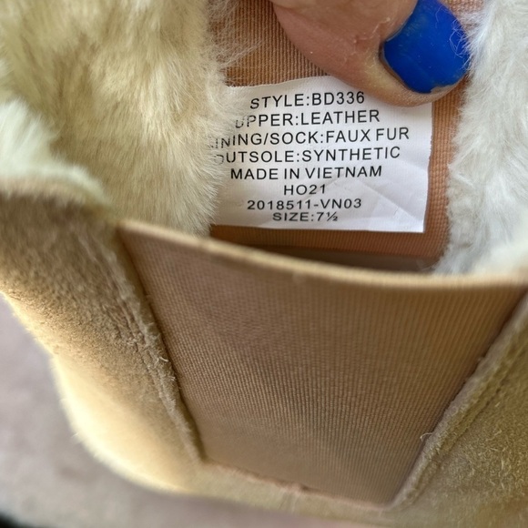 J. Crew Peachy Beige Size 7-5 Wood Clog Boots Suede Faux Fur Lined Boots - Picture 7 of 9